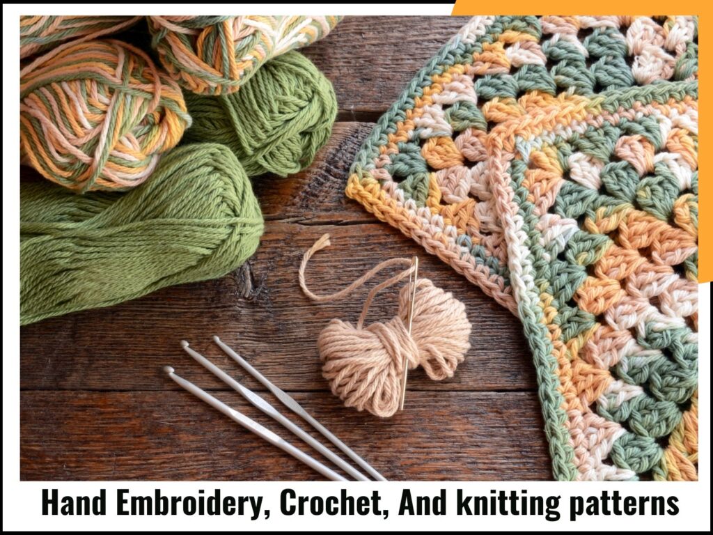 Hand Embroidery, Crochet, And knitting patterns